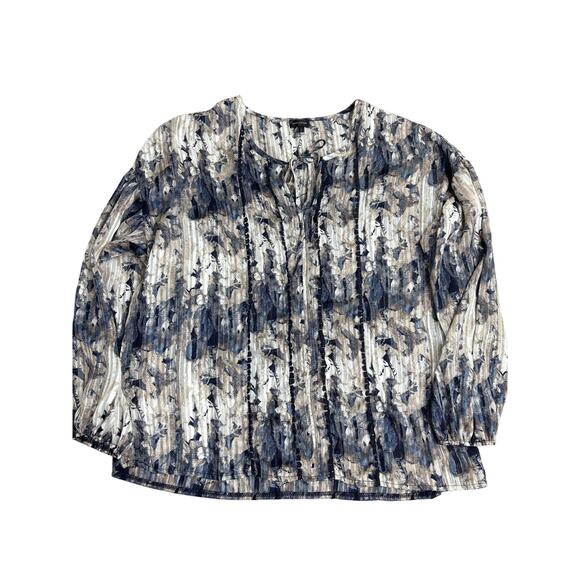 Buckle Black Blouse Women’s L Sheer Boho Floral Print Peasant Top Long Sleeve - Picture 1 of 7